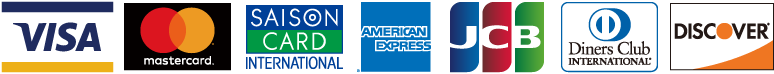 VISA、MasterCard、SAISON、JCB、American Express、Diners Club、Discover Coineyでクレジトカード決済